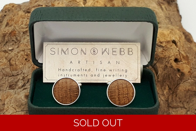 Sterling silver cufflinks in HMS Victory oak Sterling silver cufflinks in HMS Victory oak